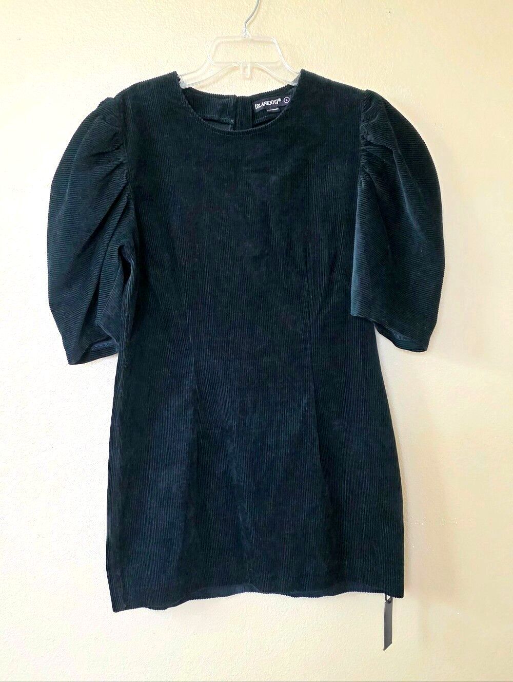 Blank NYC Black Far Out Corduroy Mini Dress Holiday Cocktail Party - Size Large